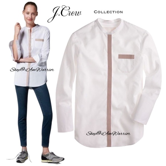 J.Crew Thomas Mason leather trim tunic top *shop@iamwarrior - Picture 2 of 11